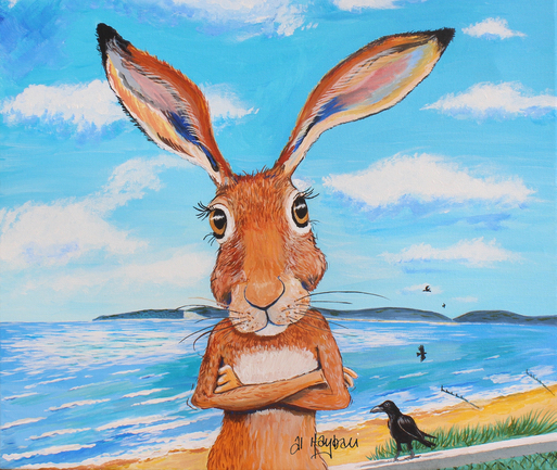 hares, hare on beach, wish you were hare,